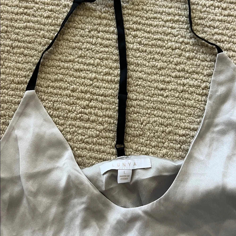 Washable LUNYA SILVER Satin Slip Dress with POCKETS- Large - Picture 5 of 5